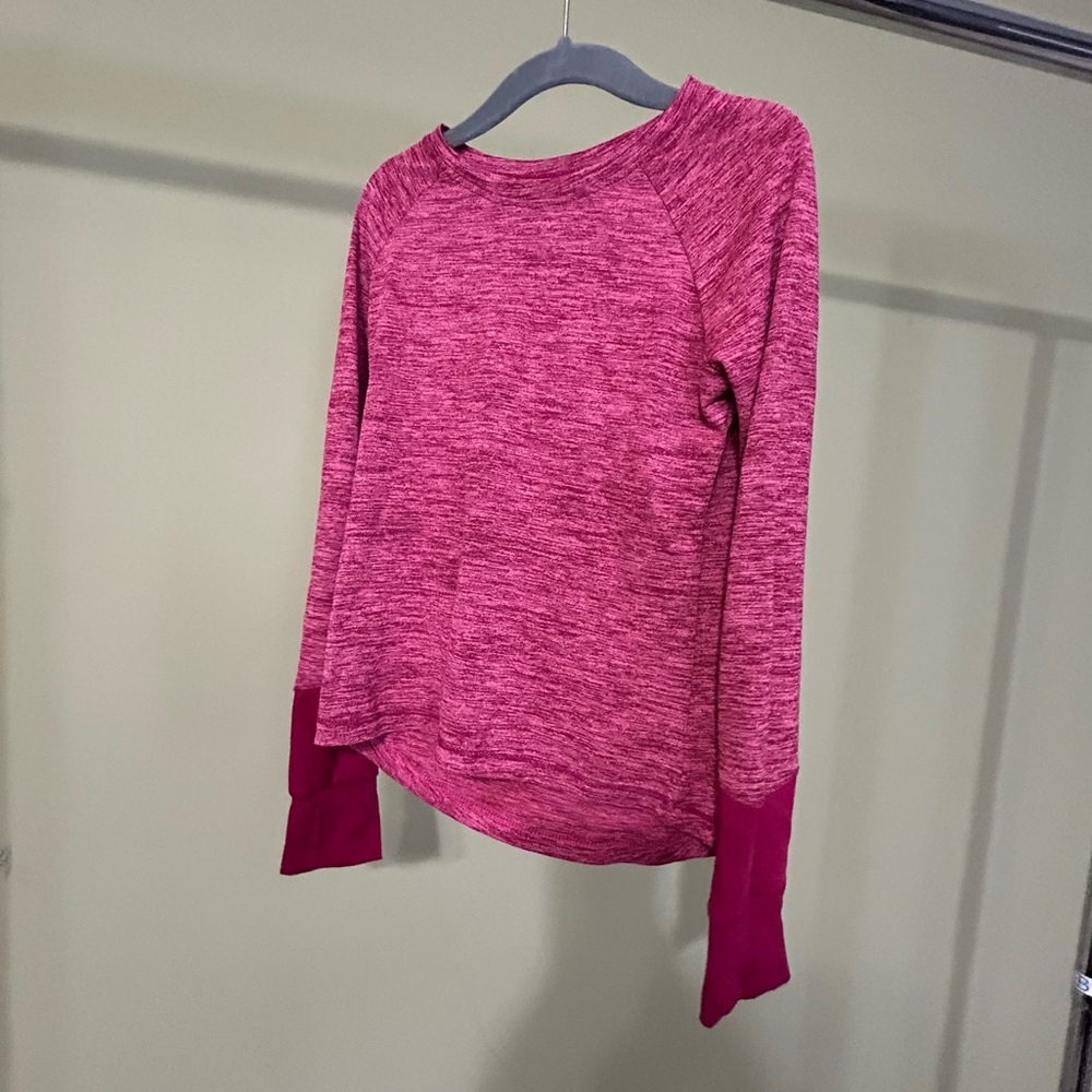 Danskin Now Pink Long Sleeve Kids Athletic Shirt with Thumb Holes